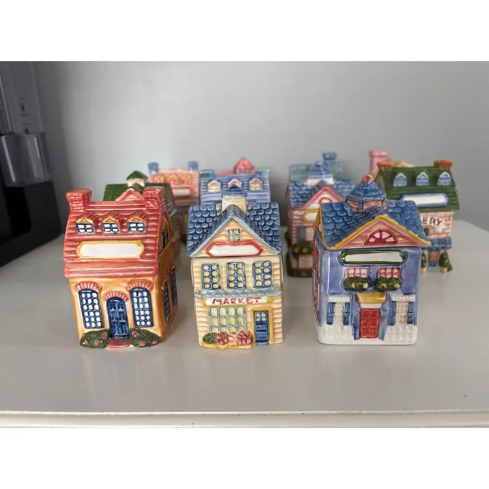 Vintage 1980s Avon Spice Village Ceramic Jars w/Original Labels Set of 11